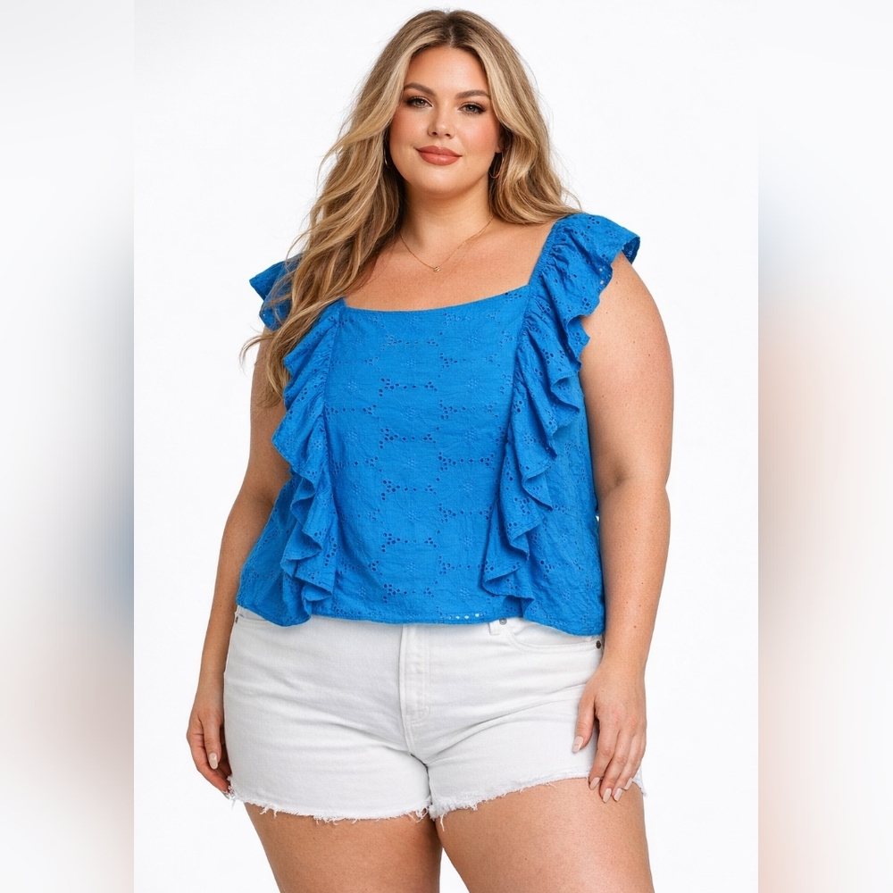 Stitch Fix NWT Royal Blue Eyelet Cotton Tank Gilli Plus 3X